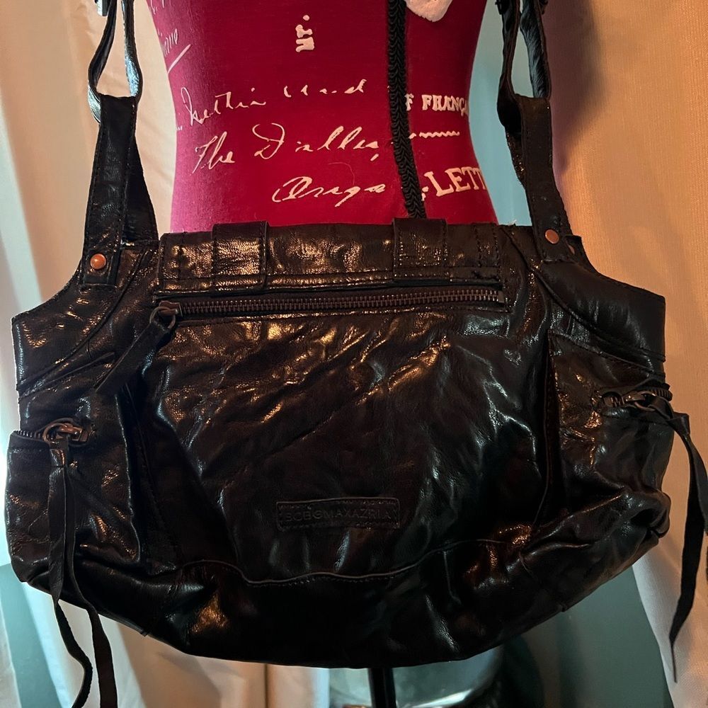 Black Leather Women's Bag vintage bcbg maxazria - Picture 3 of 6